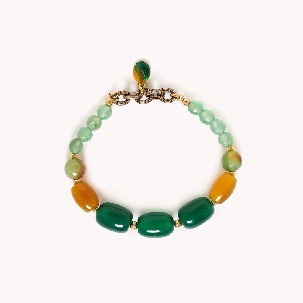 GREEN AGATE SMALL STONE STRETCH BRACELET