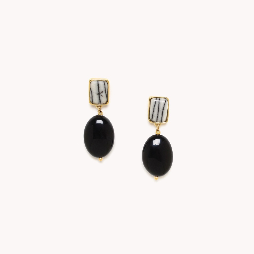 BIJOUX BERLIN NATURE ONYX OVAL EARRINGS