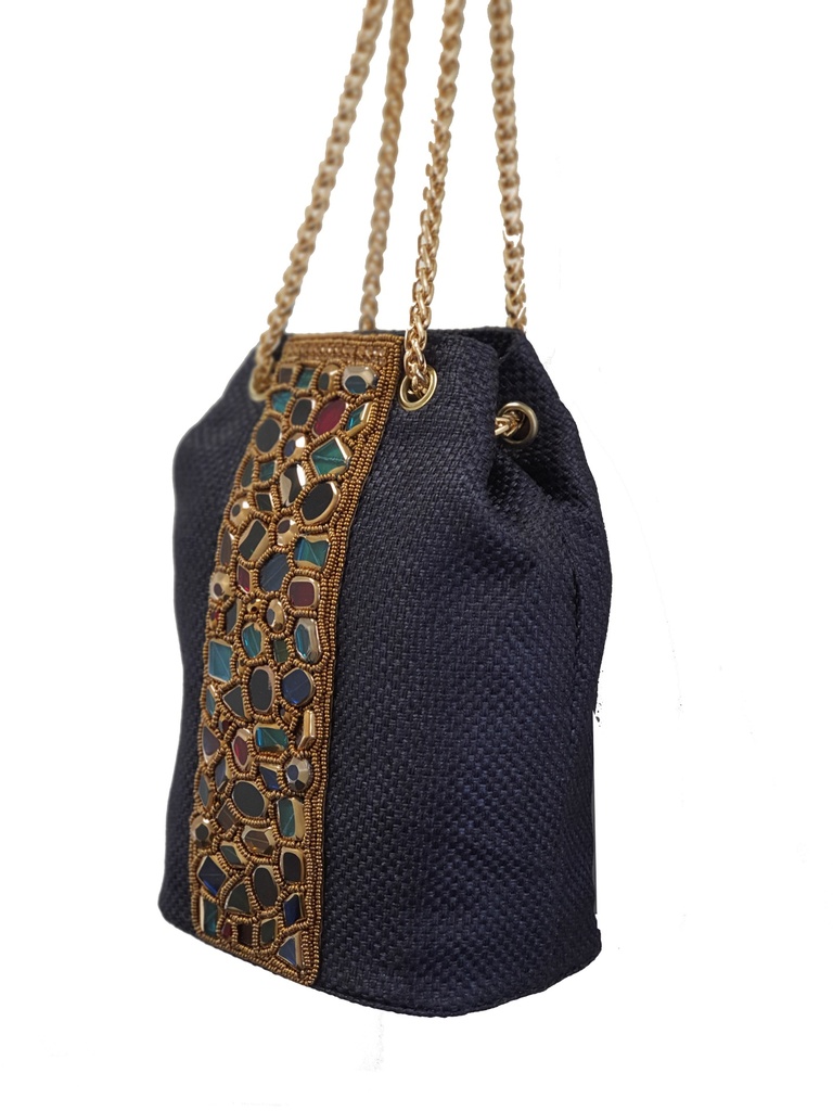 SITARA NAVY BLUE CRYSTALS BAG