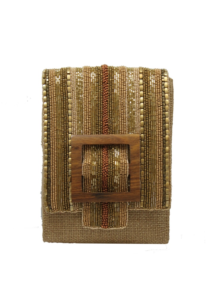 BOLSO SITARA GOLD HEBILLA MADERA