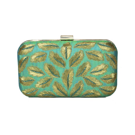 GOLD LEAVES GREEN WALLET