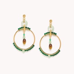 [12-79069] PENDIENTES GIPSY AGATA VERDE NATURE BIJOUX