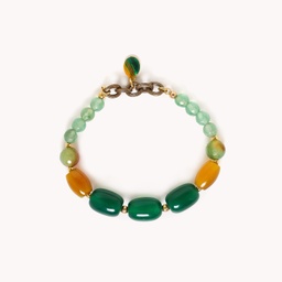 [13-43272] GREEN AGATE SMALL STONE STRETCH BRACELET